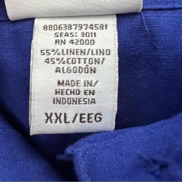 JACLYN SMITH Women’s Button Blouse Sz XXL Cobalt Blue 3/4 Sleeves Convert - Picture 7 of 12